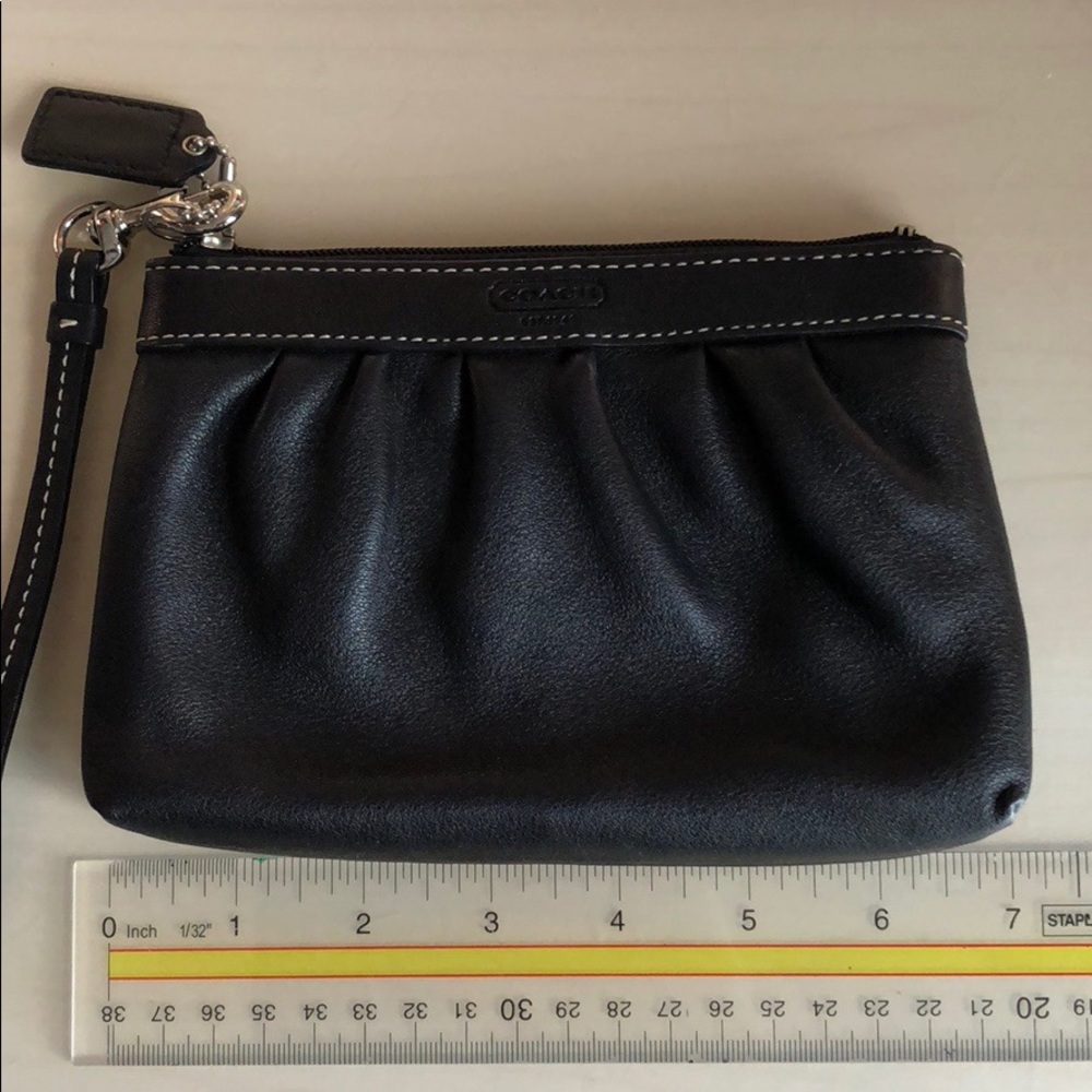 Coach black leather wristlet